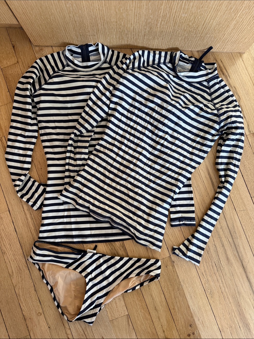 J.CREW Striped Navy & White Long Sleeve Rash Guard Set